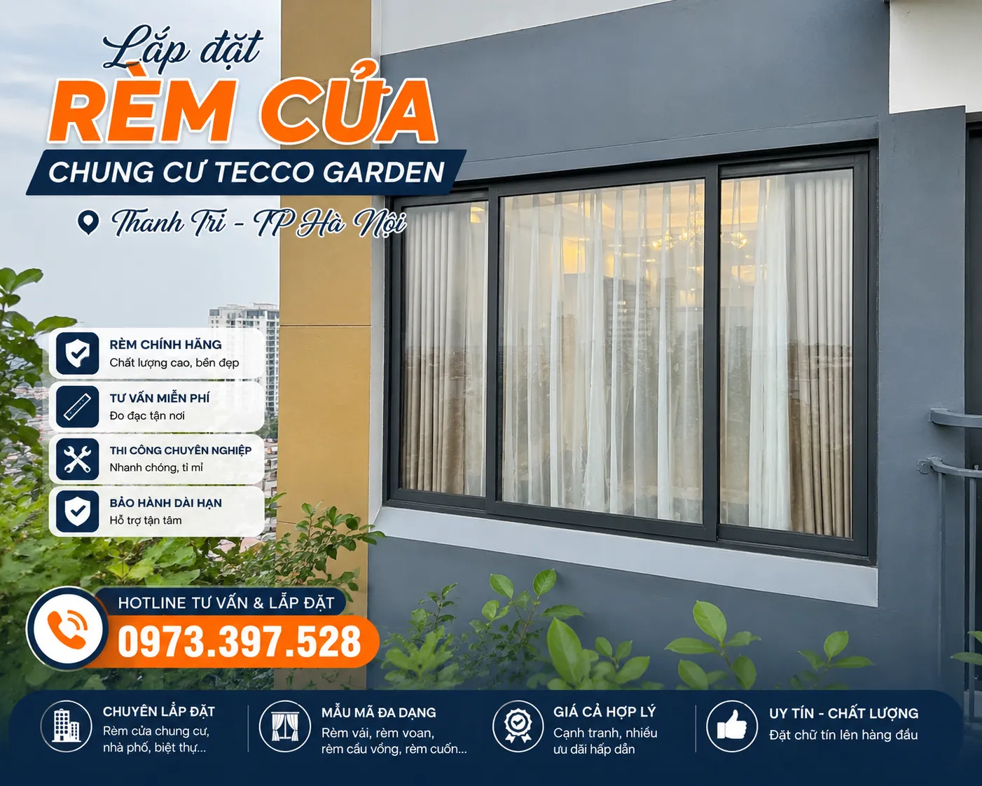 Lắp đặt rèm cửa chung cư Tecco Garden Thanh Trì Lắp đặt rèm cửa chung cư Tecco Garden Thanh Trì