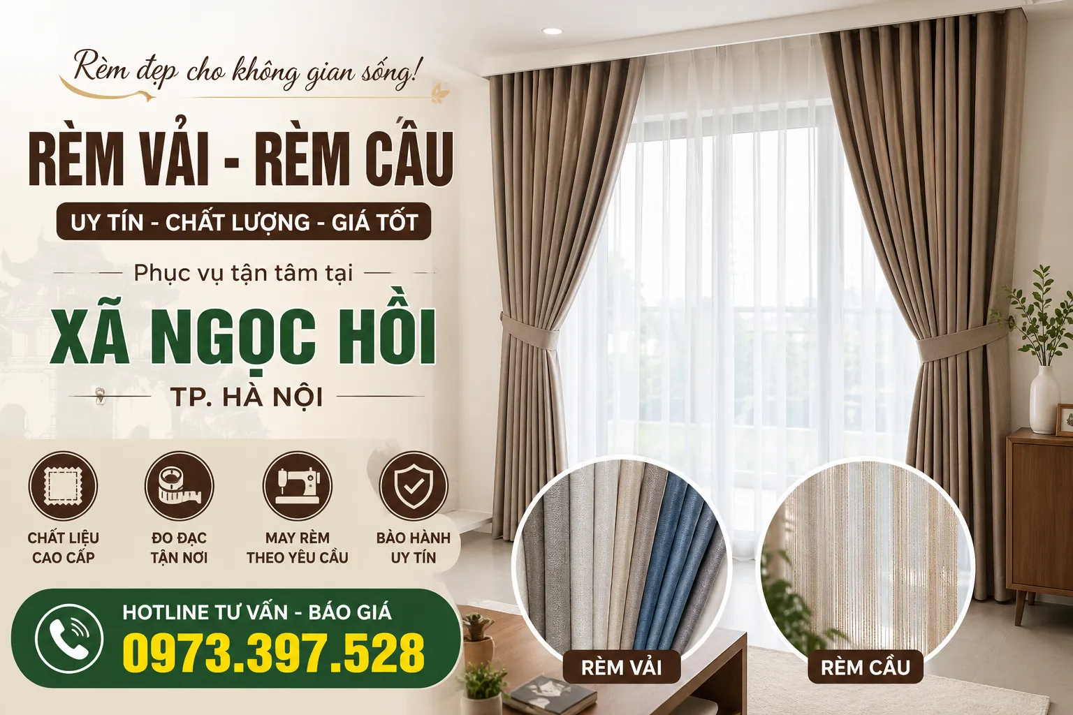Lắp đặt rèm cửa tại xã Ngọc Hồi TP Hà Nội