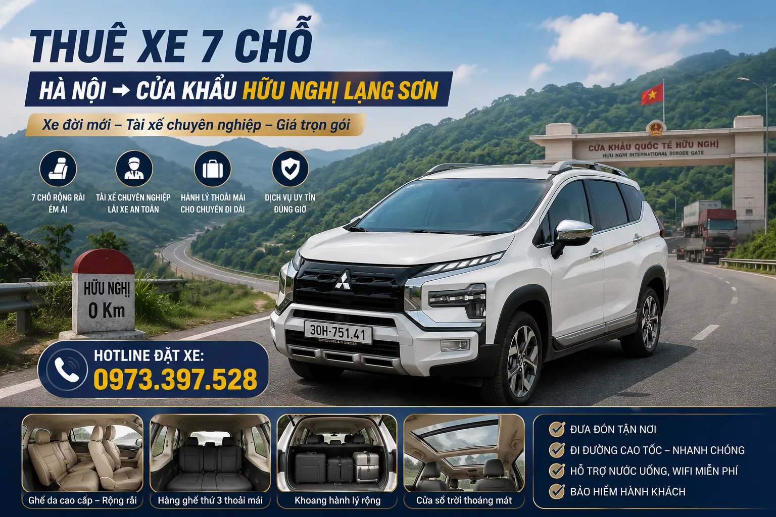 Thuê xe 7 chỗ Hà Nội đi cửa khẩu Hữu Nghị Lạng Sơn