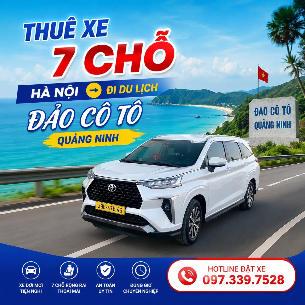Thuê xe 7 chỗ Hà Nội đi du lịch Đảo Cô Tô, Quảng Ninh