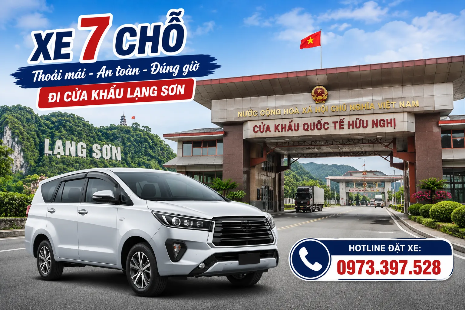 Xe 7 chỗ đi Cửa Khẩu Hữu Nghị Lạng Sơn